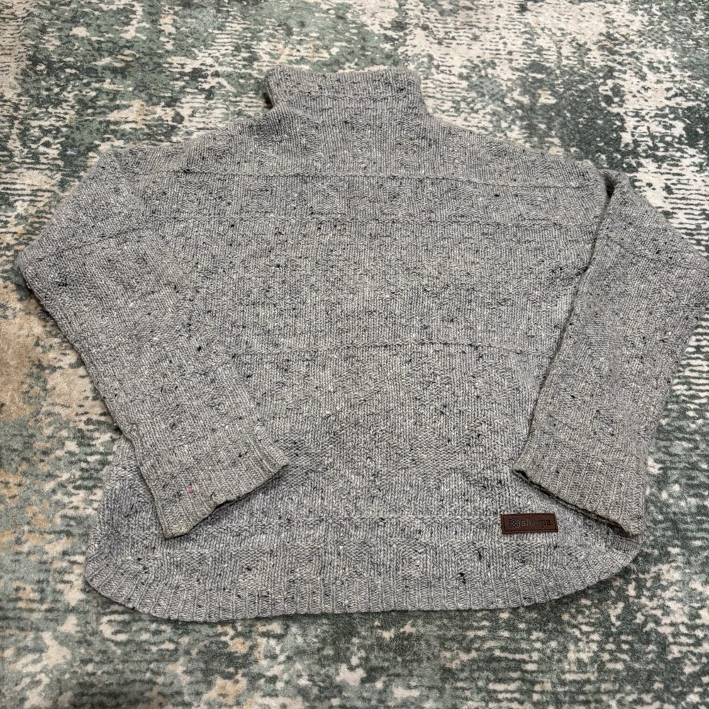 Sherpa Adventure Women's Small Petite Gray Sweater Cowl‎ Neck Merino Wool